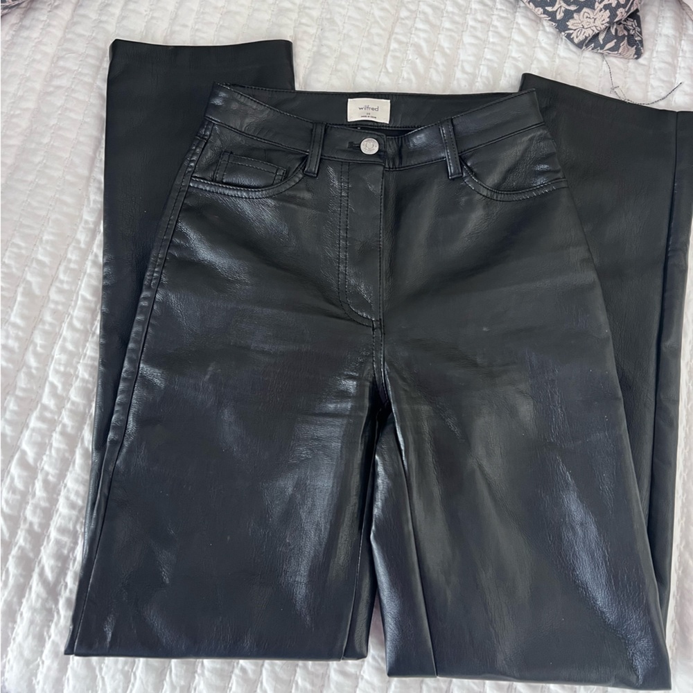 Aritzia Wilfred Black Leather Pants